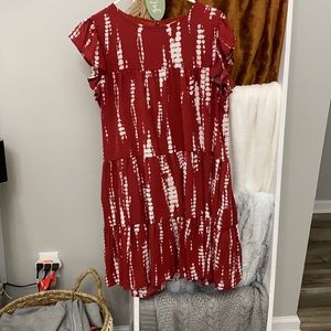 3 layer ruffle midi dress